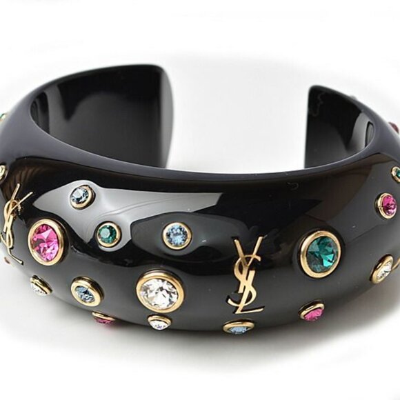 Saint Laurent Jewelry - Saint Laurent Bangle Bracelet Bangle Rhinestone Multicolor Black